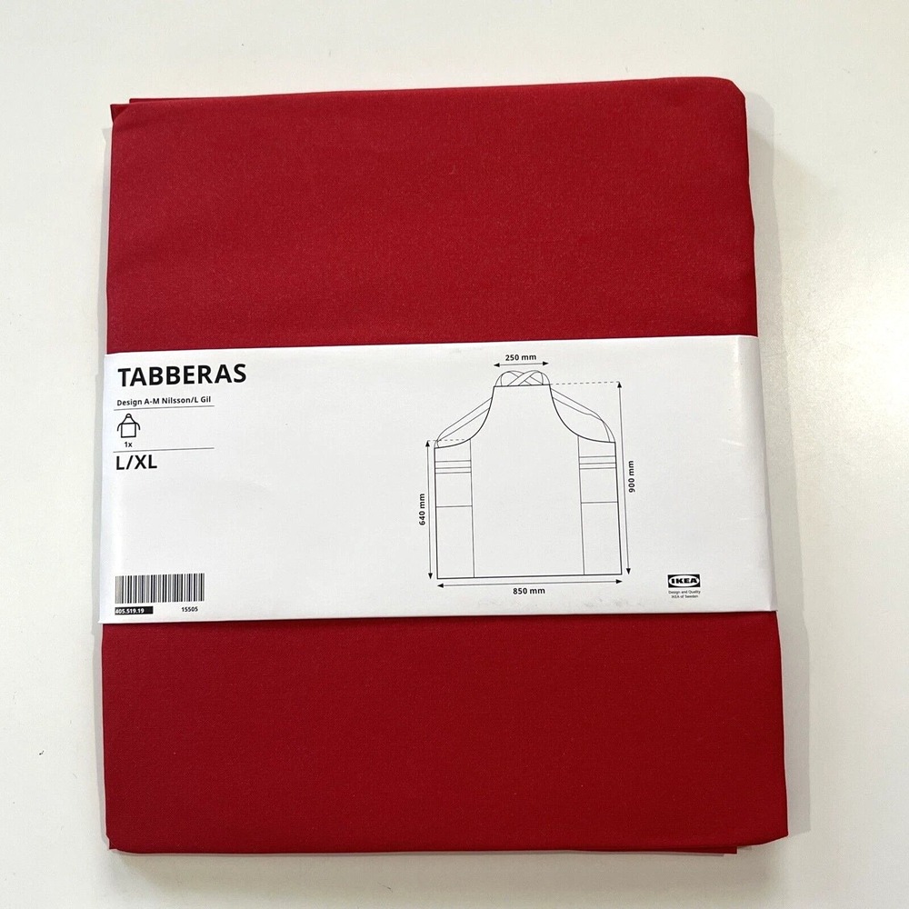 IKEA Tabberas Apron Red Kitchen Bib with Pockets Size L/XL 405.519.19